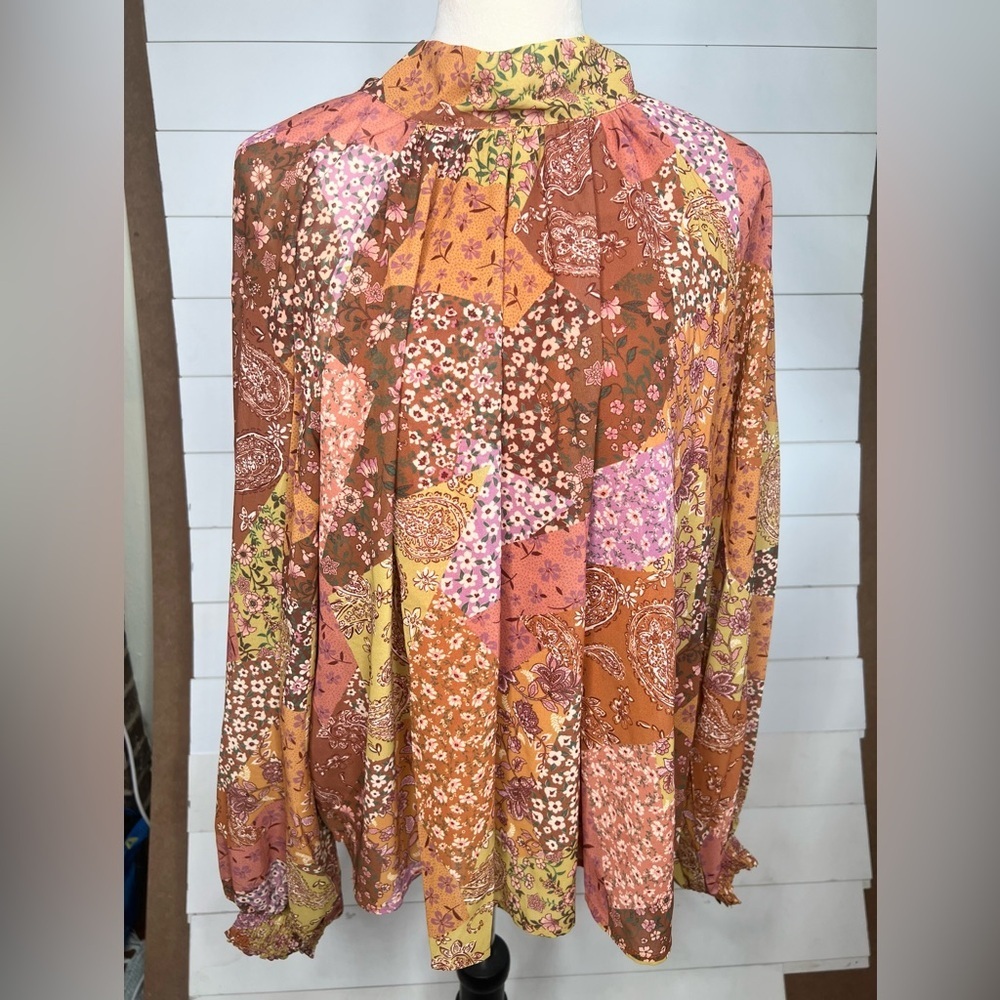 Aura Floral Patchwork Blouse in Warm Tones - Picture 12 of 15